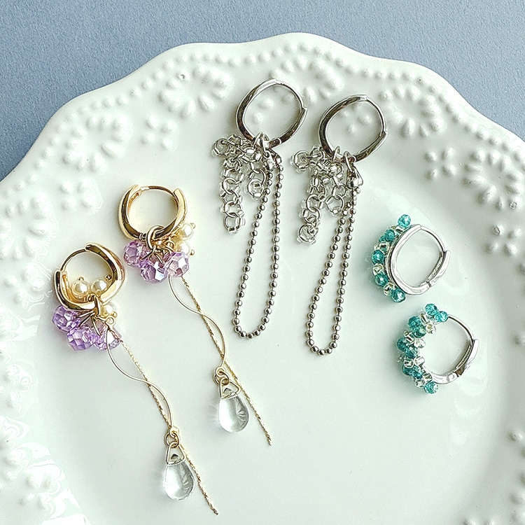ニッケルフリー ワンタッチピアス | ビーズ・パーツなどのハンドメイド