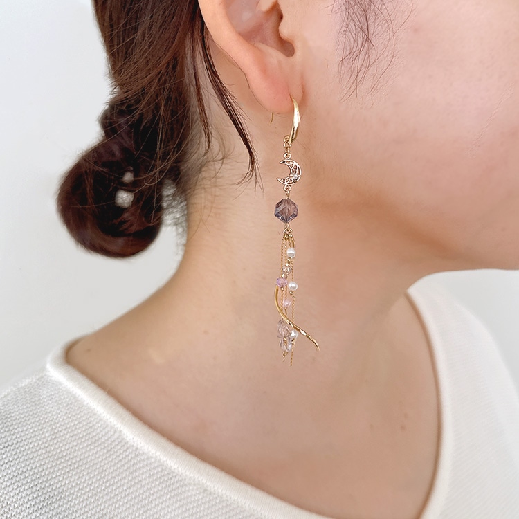 No.285 ドロップビーズとラインストーンのピアス ハンドメイド No.285 ドロップビーズとラインストーンのピアス ハンドメイド Shine