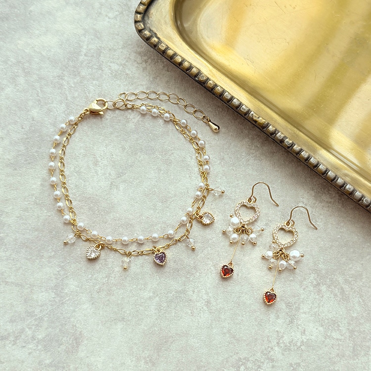 レジンアクセサリー　NO.78 Cubic zirconia Heart Accessories | Handmade parts such as beads