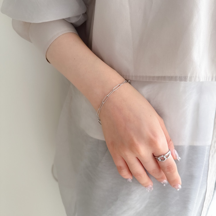 B-170) シンプルチェーンブレスレット / ステンレス | ビーズ・パーツ