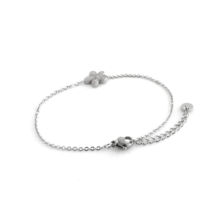 B-171) メタルフラワーブレスレット / ステンレス | ビーズ・パーツ