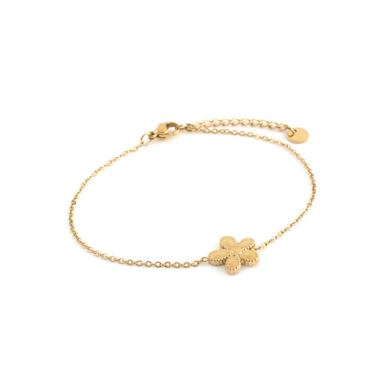 B-171) メタルフラワーブレスレット / ステンレス | ビーズ