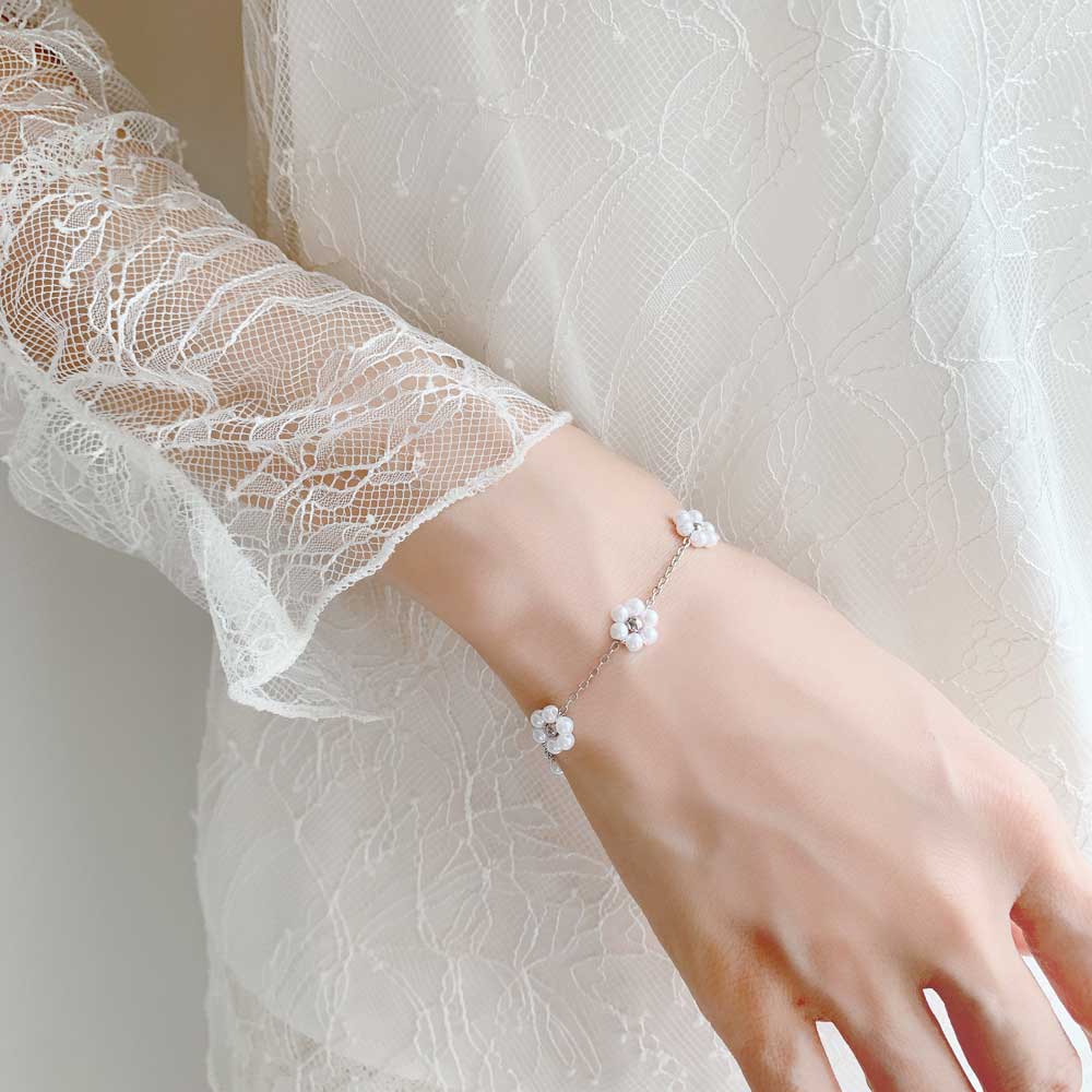 【美品】フラワー スター フェイクパール ブレスレット Pastel Color パールブレスレット | Moon Label - 大月真珠