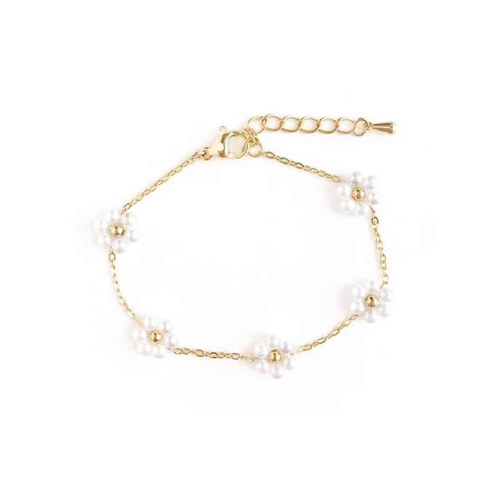 【BIMBA Y LOLA】メタルパーツ付きガラスパールブレスレット designsix｜BAROQUE PEARL SOLO BRACELET ビーズ バロックパール