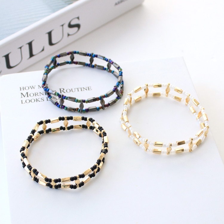 Anisha♢ビーズブレスレット♢blue SHUMAILシュメールブランドマリアメダイミックスビーズ