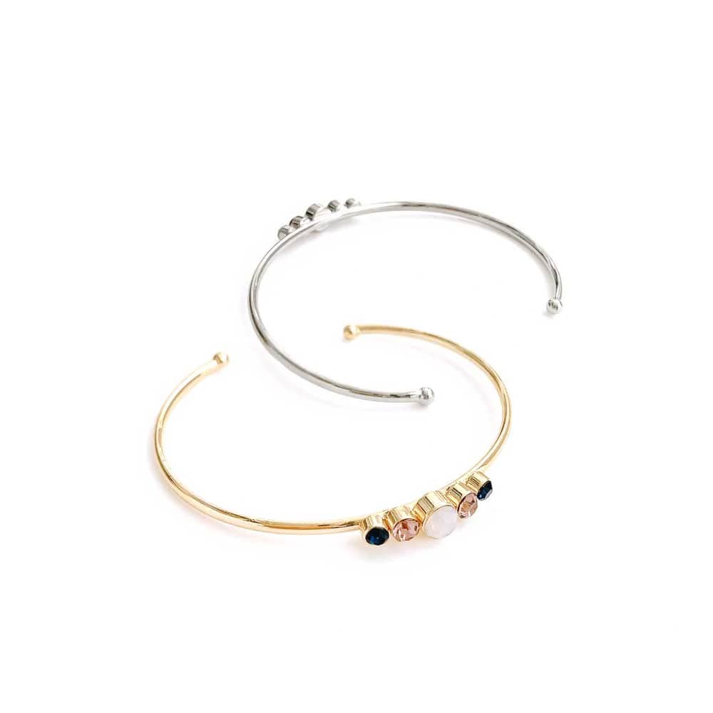 B-113) 連ビジューバングル | ビーズ・パーツなどのハンドメイドパーツ