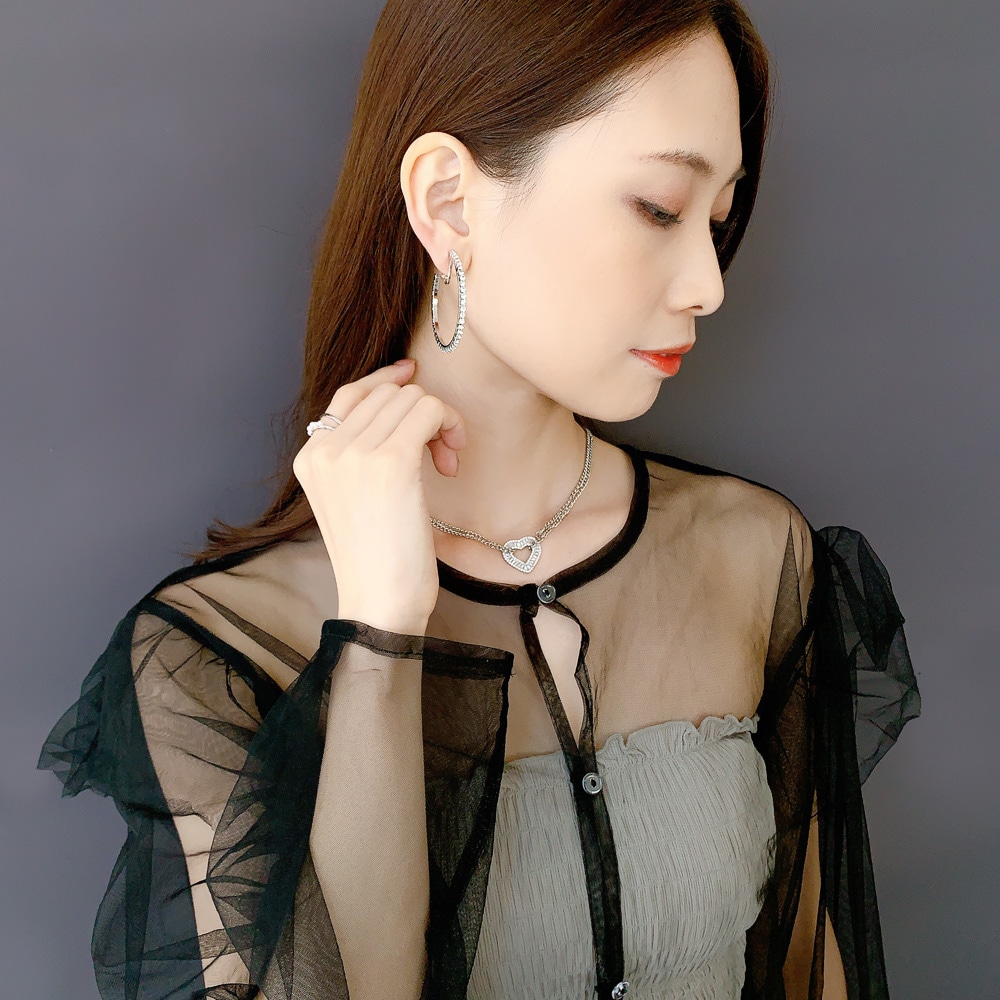 E-654) ラインストーンフープイヤリング | ビーズ・パーツなどの
