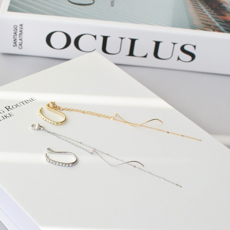 E-754) 2wayデザインチェーンイヤーカフ | ビーズ・パーツなどの