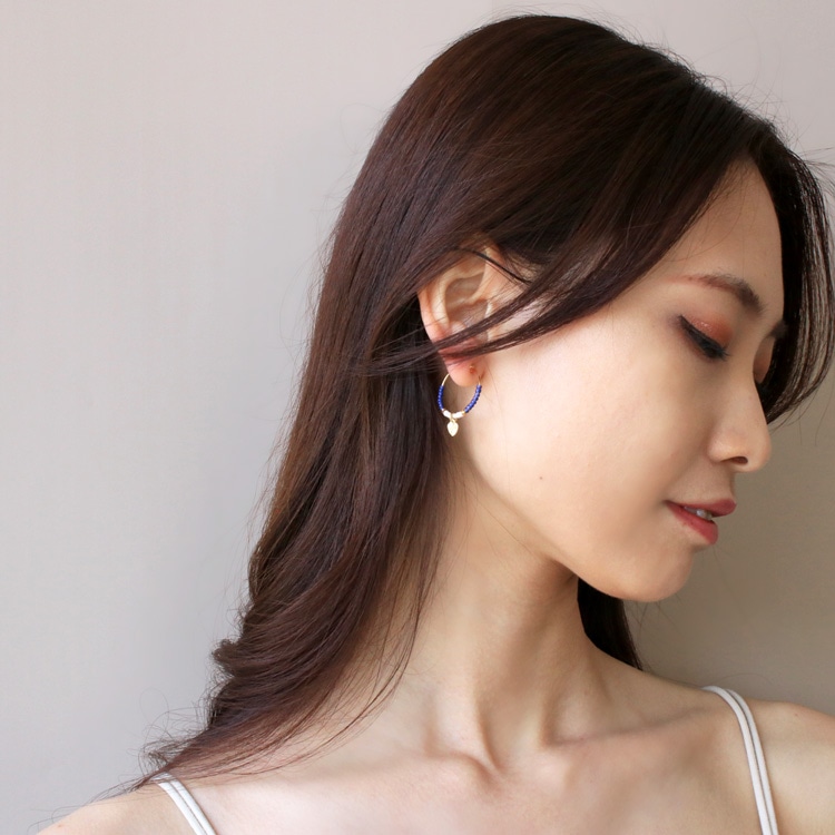 E-770) ビーズフープイヤリング | ビーズ・パーツなどのハンドメイド