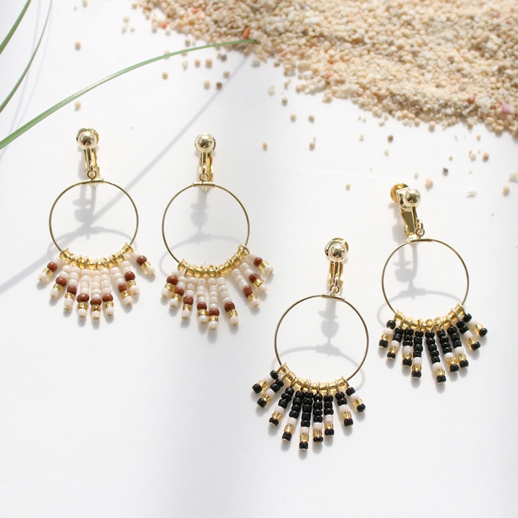 E-764) ビーズタッセルイヤリング | ビーズ・パーツなどのハンドメイド