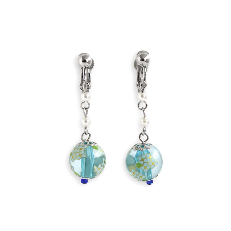 E-774) 揺れる和玉クリアイヤリング | ビーズ・パーツなどの