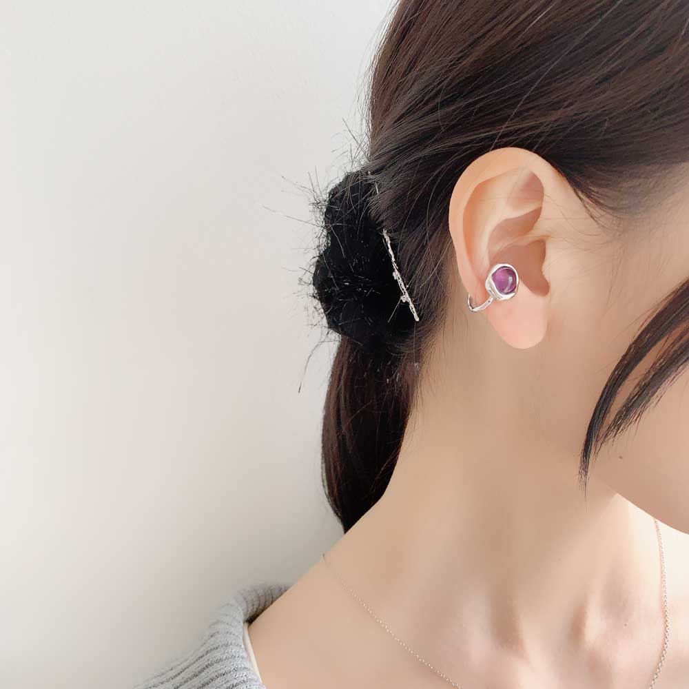 E-552) カラーストーンイヤーカフ | ビーズ・パーツなどのハンドメイド