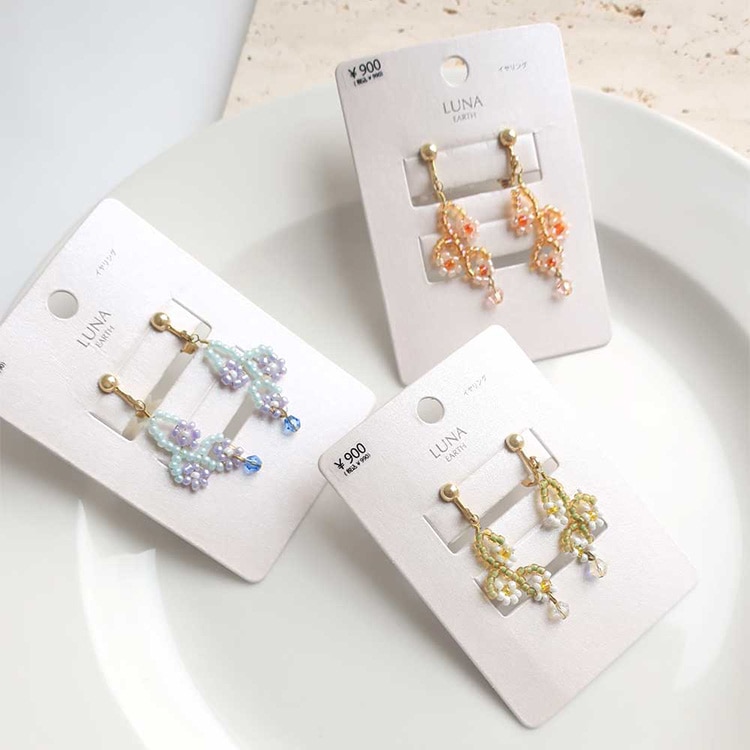 E-572) ビーズ編みフラワーイヤリング | ビーズ・パーツなどの