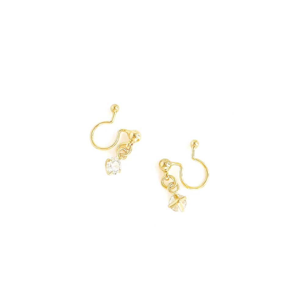 イヤリング様 WHITE TOPAZ & PEARL CLIP EARRINGS(2JE0045)K10 イヤリング