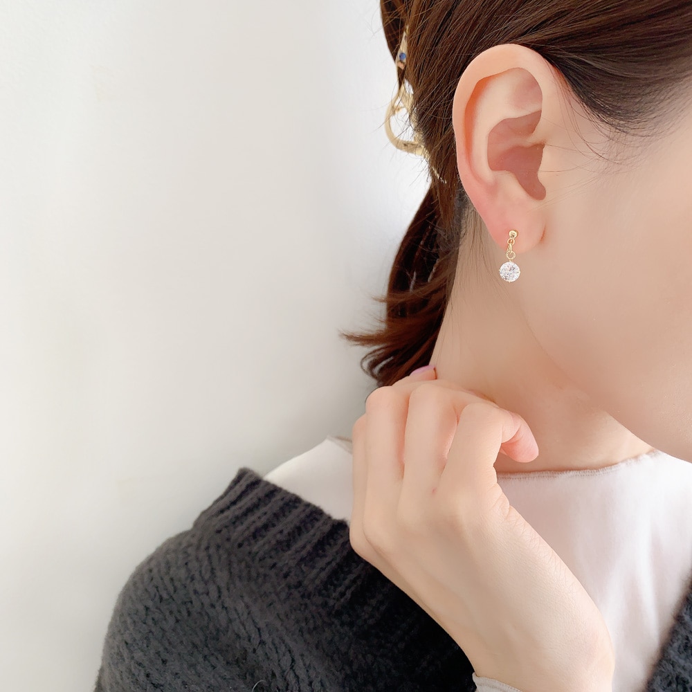 E-725) ストーンイヤリング / キュービックジルコニア | ビーズ