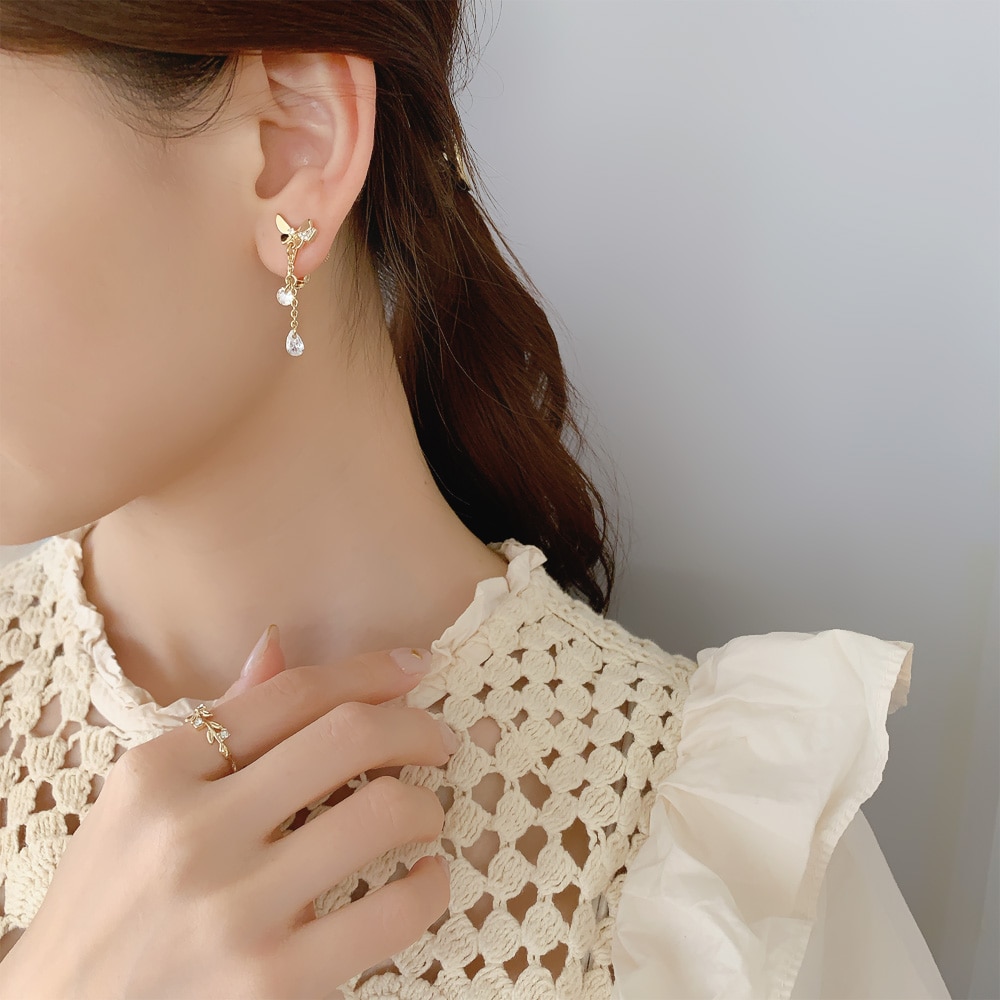 E-734) バタフライモチーフイヤリング / ニッケルフリー