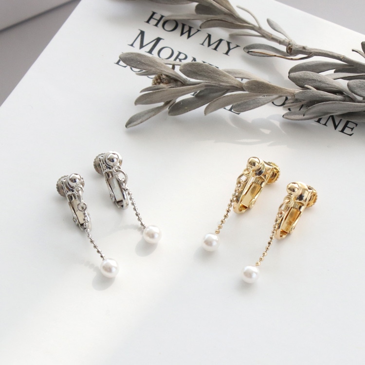 E-799) 1粒パールイヤリング | ビーズ・パーツなどのハンドメイド