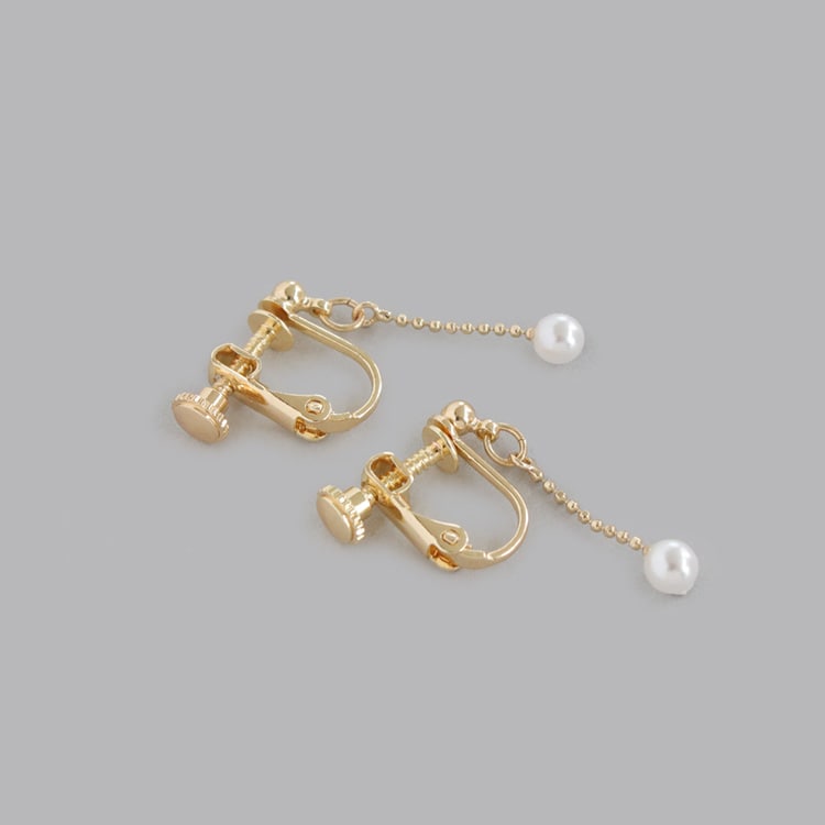 E-799) 1粒パールイヤリング | ビーズ・パーツなどのハンドメイド