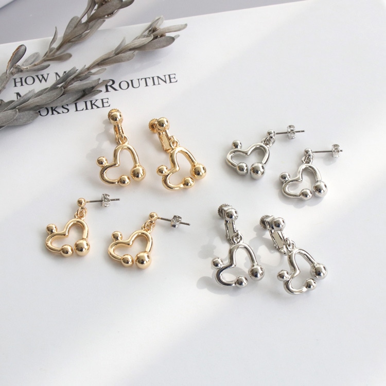 E-807) ハートイヤリング | ビーズ・パーツなどのハンドメイドパーツ