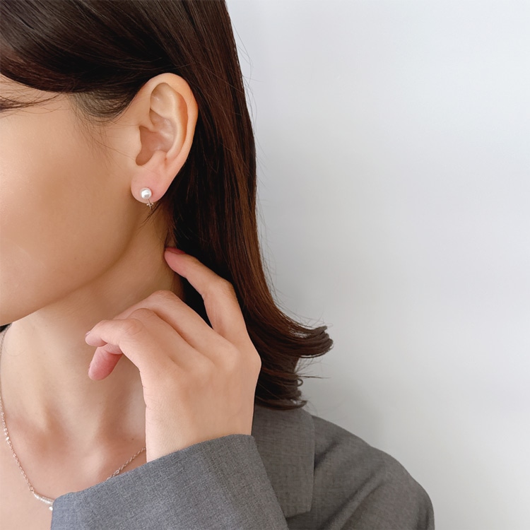 E-845) パールイヤリング Spring Earring | ビーズ・パーツなどの 