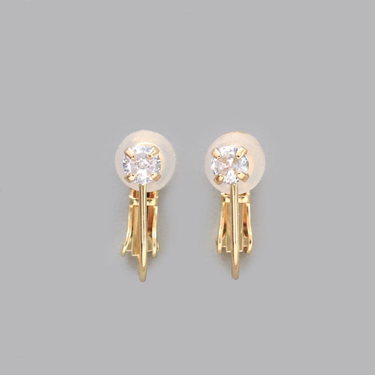 E-848) 1粒ビジューイヤリング Spring Earring / キュービック