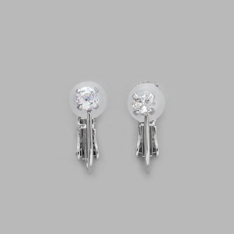 E-848) 1粒ビジューイヤリング Spring Earring / キュービック