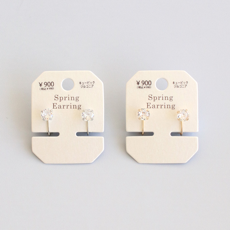 E-849) 1粒ビジューイヤリング Spring Earring / キュービック