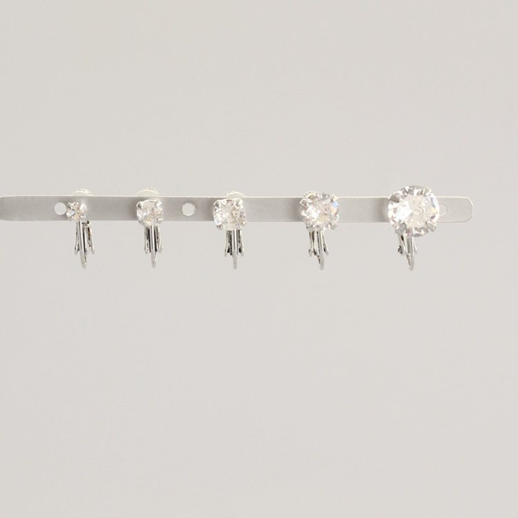 E-849) 1粒ビジューイヤリング Spring Earring / キュービック