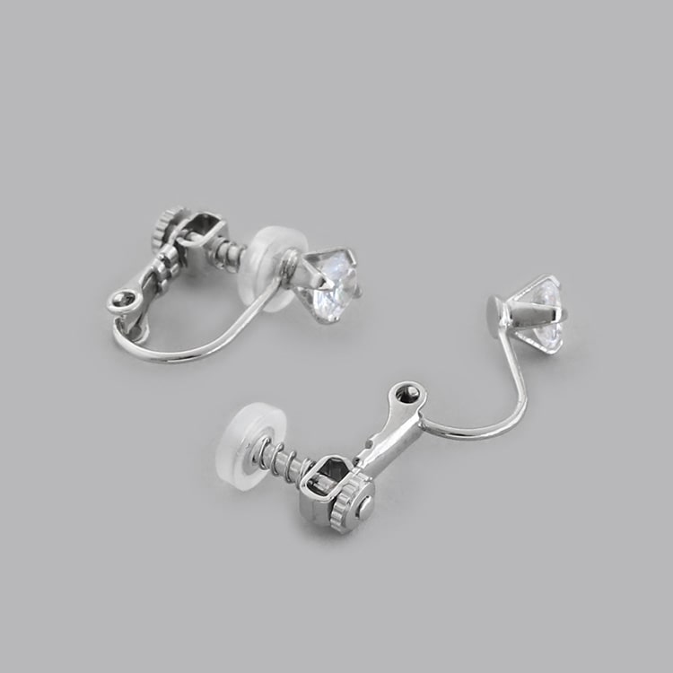 E-849) 1粒ビジューイヤリング Spring Earring / キュービック
