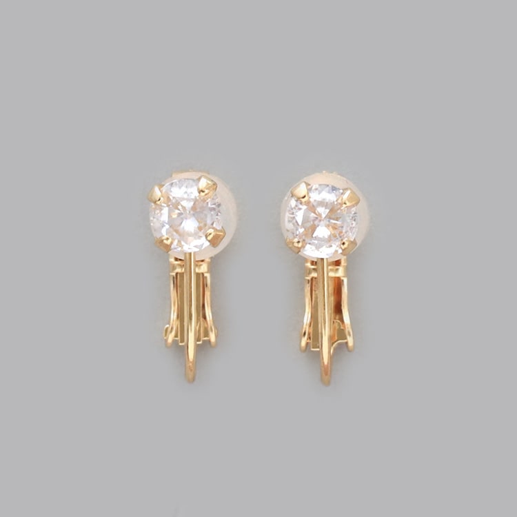 E-849) 1粒ビジューイヤリング Spring Earring / キュービック