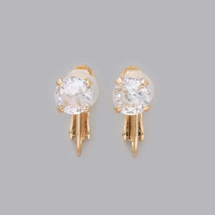 E-850) 1粒ビジューイヤリング Spring Earring / キュービック