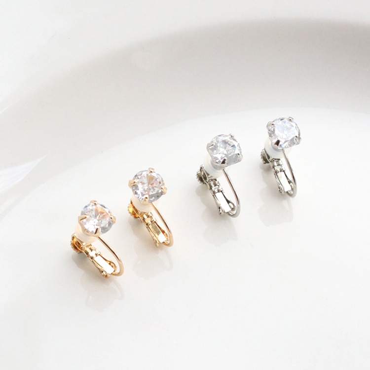 E-849) 1粒ビジューイヤリング Spring Earring / キュービック