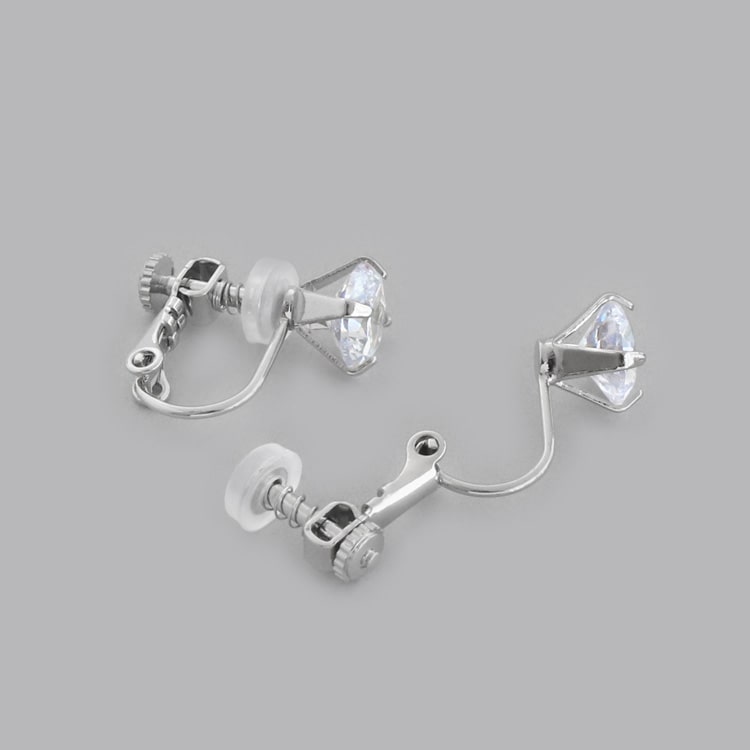 E-851) 1粒ビジューイヤリング Spring Earring / キュービック