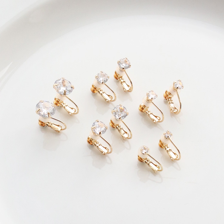 E-852) 1粒ビジューイヤリング Spring Earring / キュービック