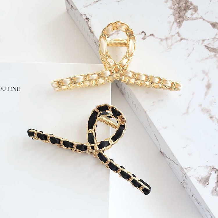 V-381)チェーンモチーフバンスクリップ | ビーズ・パーツなどの