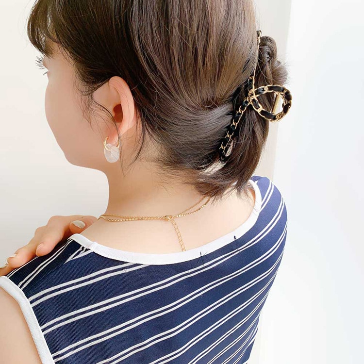 V-381)チェーンモチーフバンスクリップ | ビーズ・パーツなどの