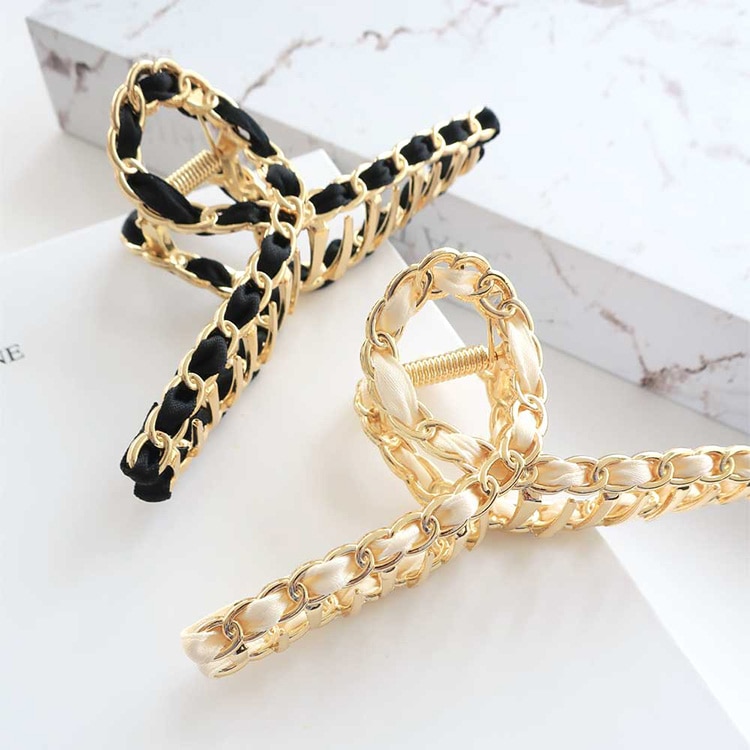 V-381)チェーンモチーフバンスクリップ | ビーズ・パーツなどの