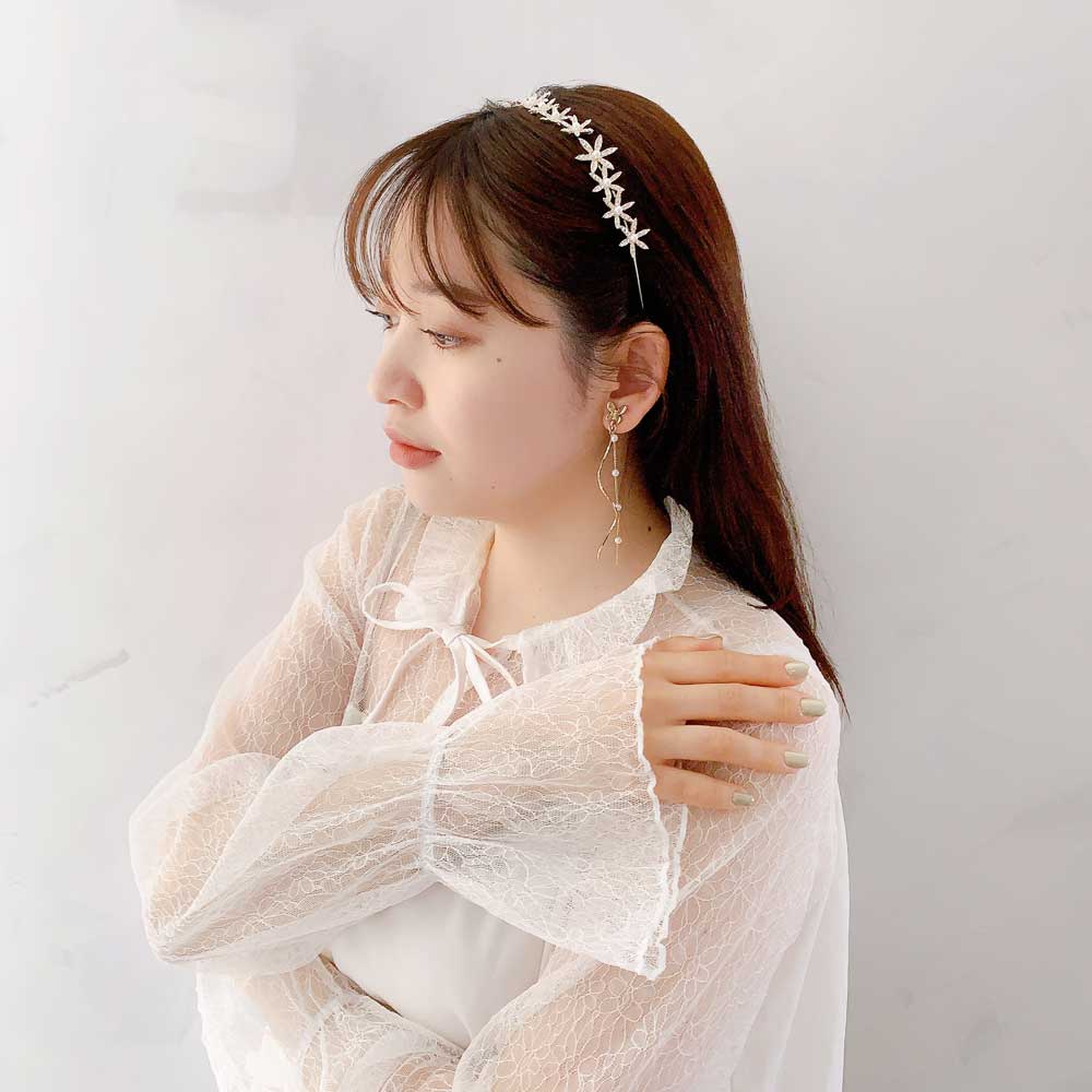 K-194) フラワーカチューシャ | ビーズ・パーツなどのハンドメイド