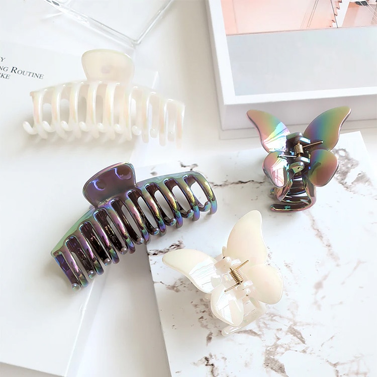 オーロラカラー ヘアクリップ 中型 ANEMONE ヘアクリップ オーロラカラーハートバンス : ZOZOTOWN