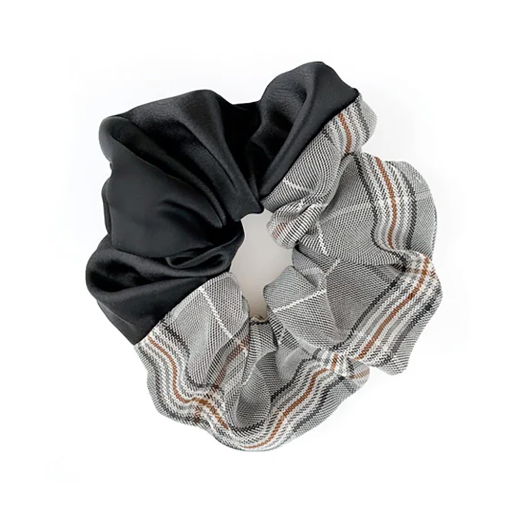 S-577) チェック柄ハーフデザインシュシュ | ビーズ・パーツなどの