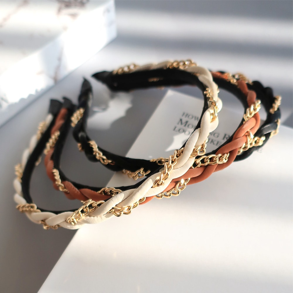 K-215) 三つ編みデザインカチューシャ | ビーズ・パーツなどの