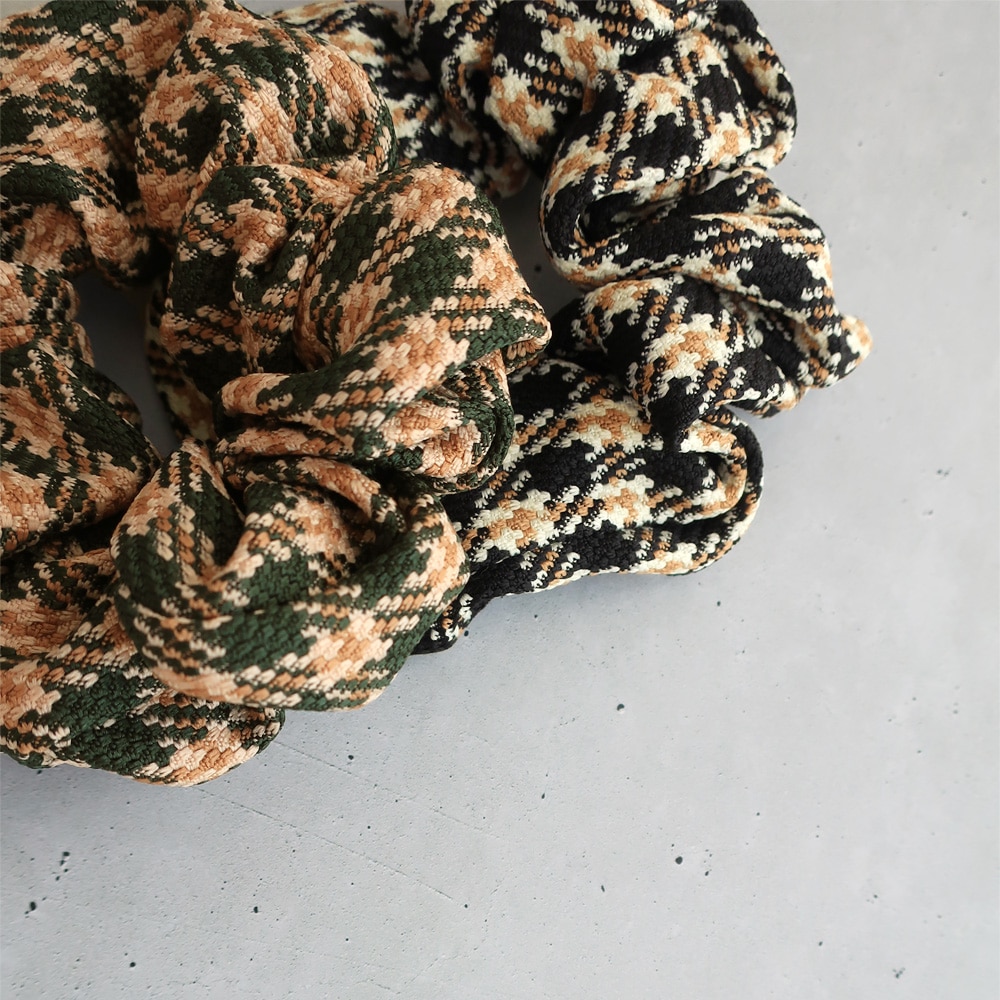 S-569) チェック柄シュシュ | ビーズ・パーツなどのハンドメイドパーツ