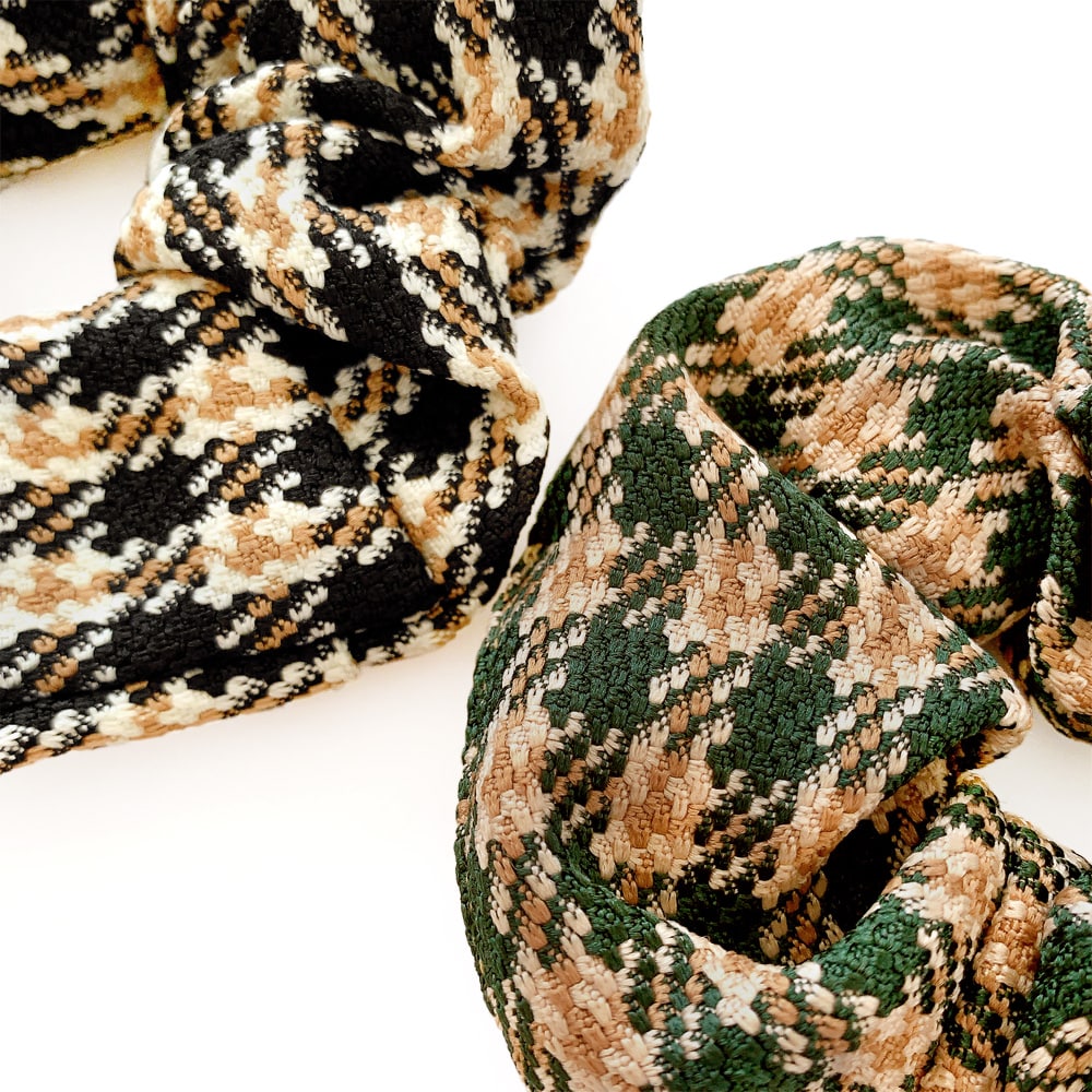 S-569) チェック柄シュシュ | ビーズ・パーツなどのハンドメイドパーツ