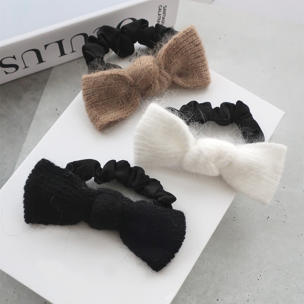 S-584) ニットリボンシュシュ | ビーズ・パーツなどのハンドメイド