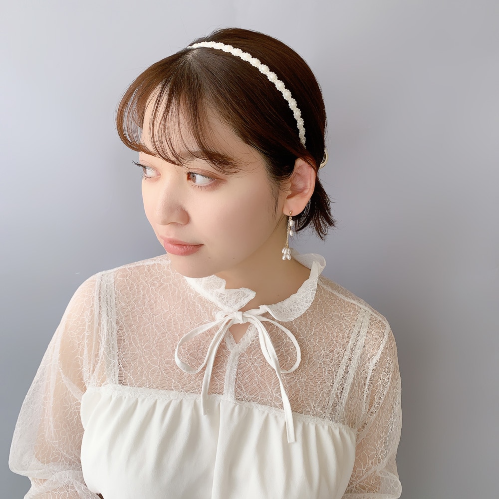 K-236) パールフラワーカチューシャ | ビーズ・パーツなどの