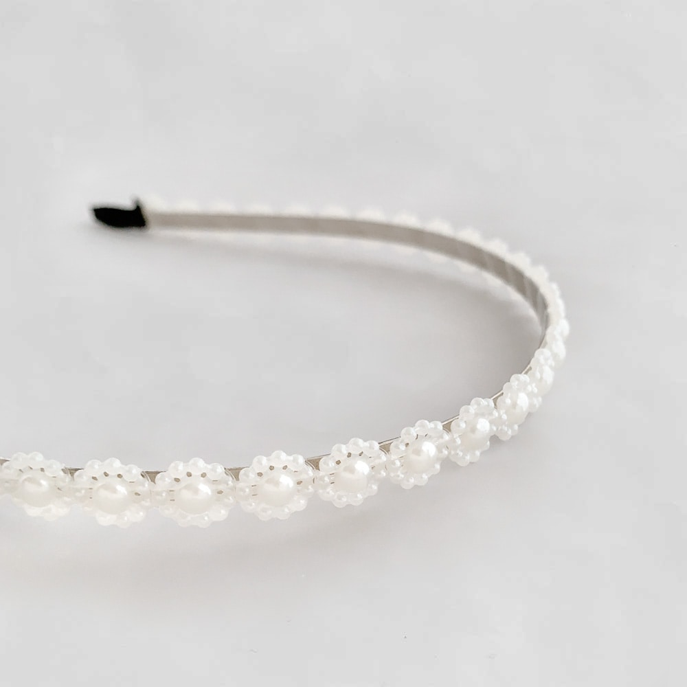 K-236) パールフラワーカチューシャ | ビーズ・パーツなどの