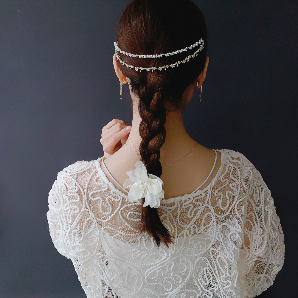 K-216) パールフラワーカチューシャ | ビーズ・パーツなどの