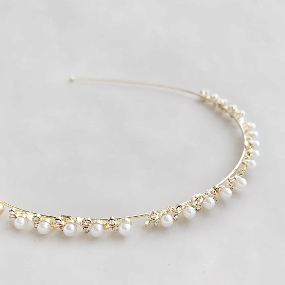 K-216) パールフラワーカチューシャ | ビーズ・パーツなどの