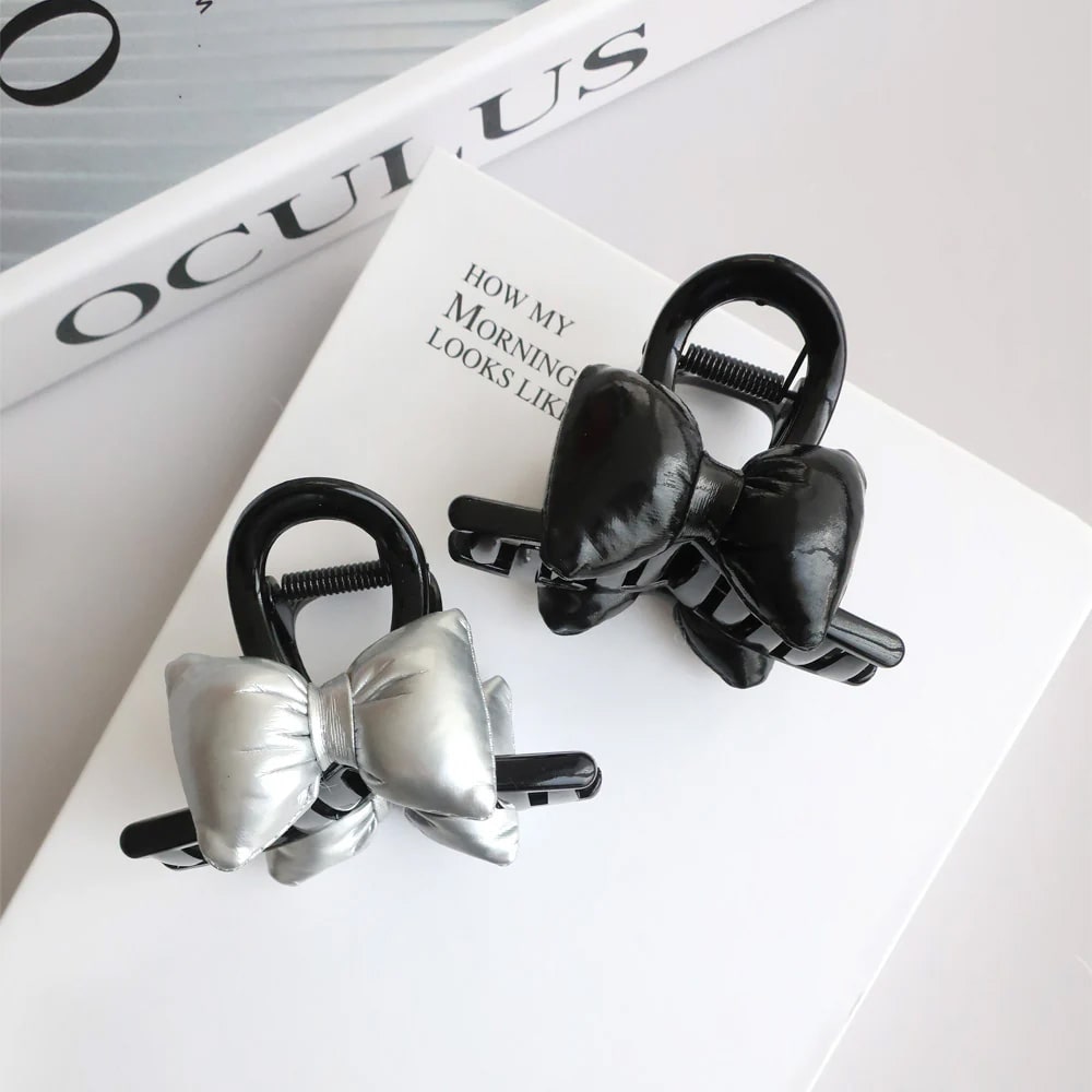 V-539) ぷっくりリボンバンスクリップ | ビーズ・パーツなどの