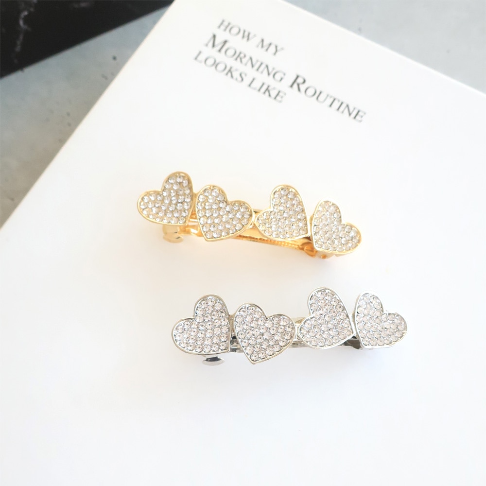 Katie トリプルハートバレッタ　セット Katie トリプルハートバレッタ セット アセチマーブル柄ハート三連